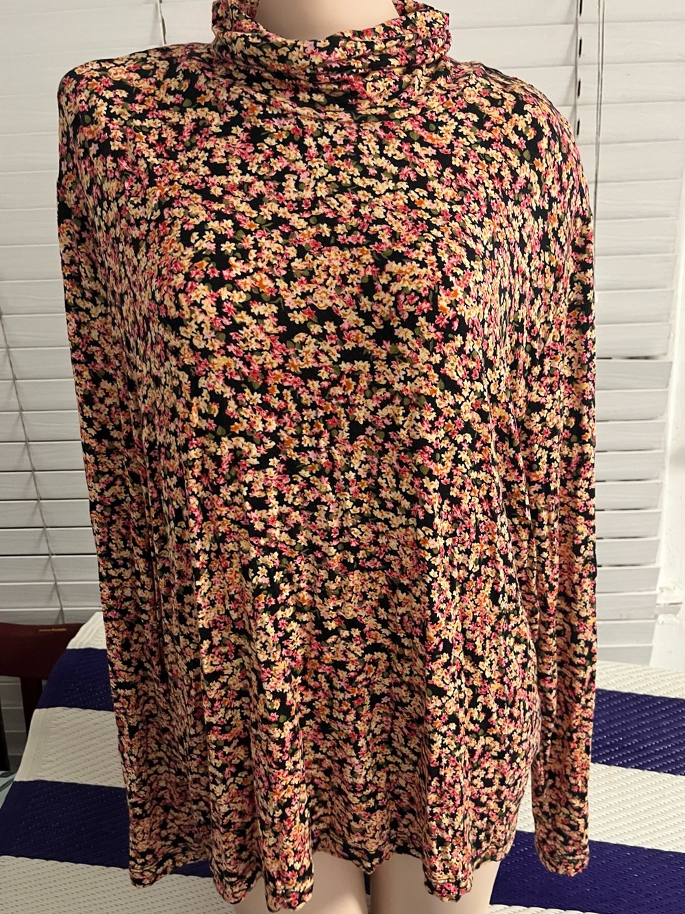 H&M Black Floral Maxi Skirt with Pink and Cream Blossoms